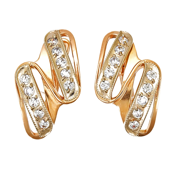 Ohrstecker, 14K, Weiß-/Rotgold, Zirkonia