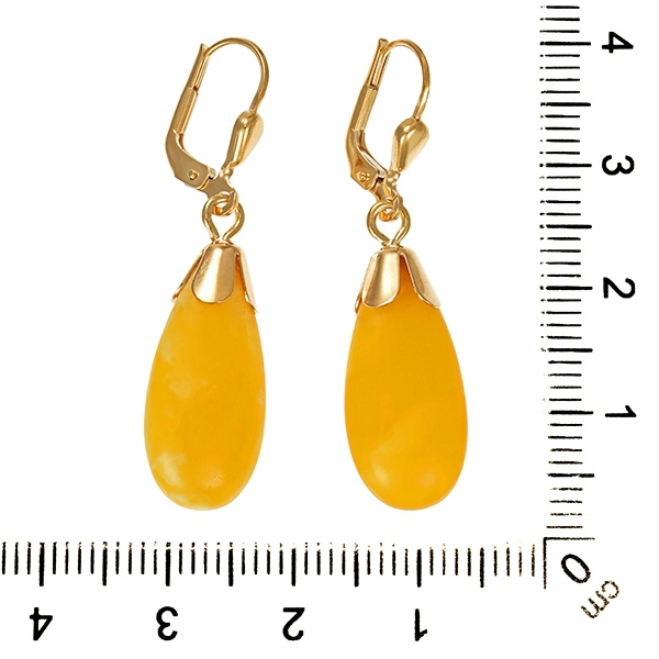 Ohrhänger, 14K, Gelbgold, Honigbernstein