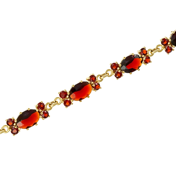 Armband, 8K, Gelbgold, Granat