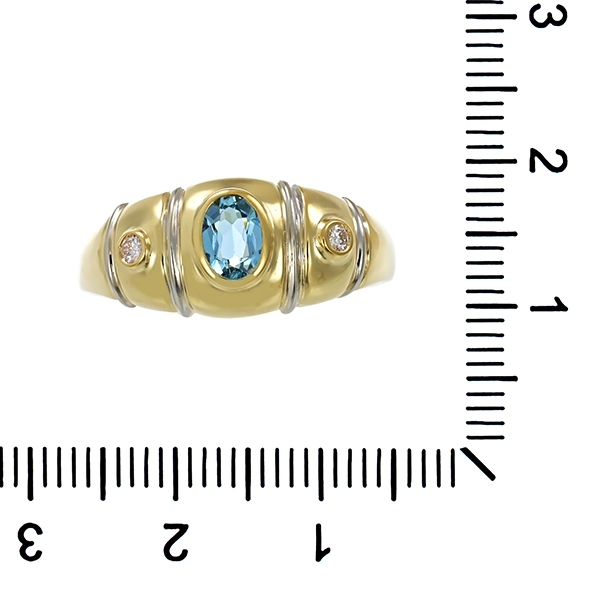 Ring, 14K, Gelbgold, Brillant, Aquamarin