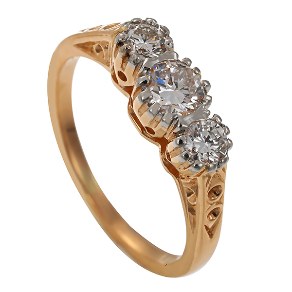 Diamantring, 18K, Gelb-/Weißgold, Brillanten 0,50 ct
