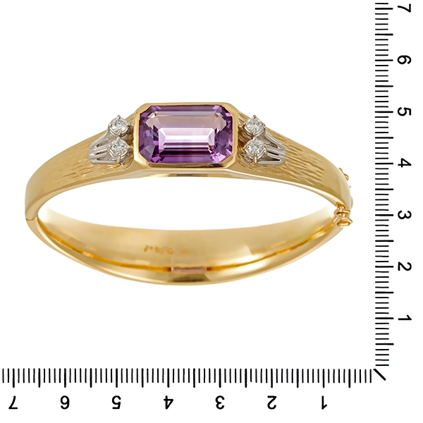 Armreif, 14K, Gelbgold, Amethyst, Brillanten