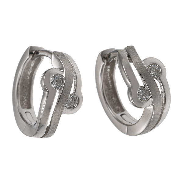 Creolen, 14K, Weißgold, Brillant