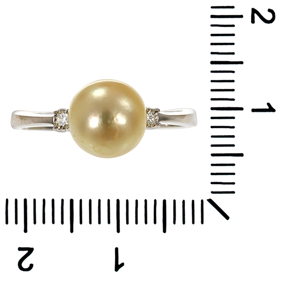 Ring, 14K, Weißgold, Brillanten, Perle