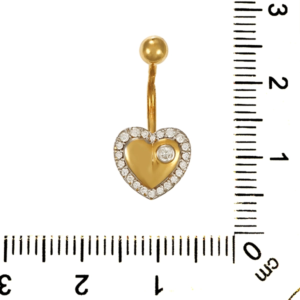 Piercing, 14K, Gelbgold, Zirkona, Herz