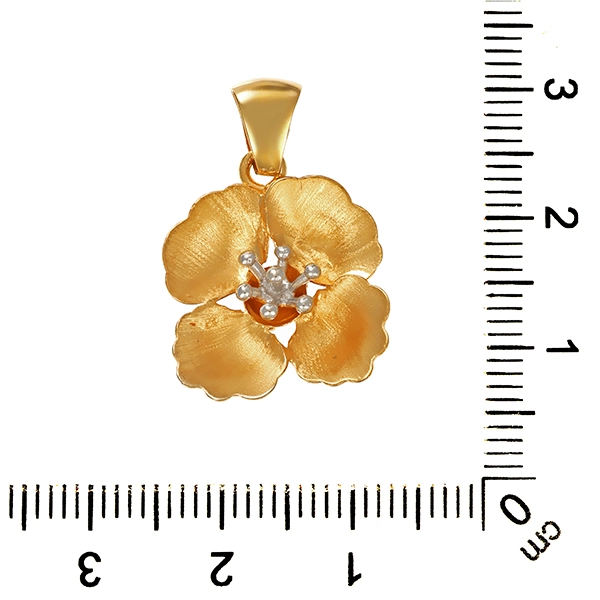 Anhänger, 14K, Gelb-/Weißgold, Blume