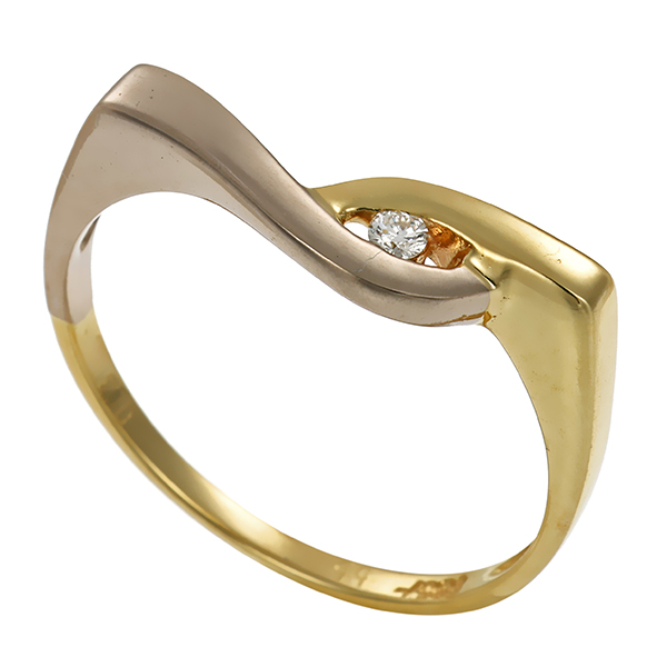 Diamantring, 14K, Gelb-/Weißgold, Brillant