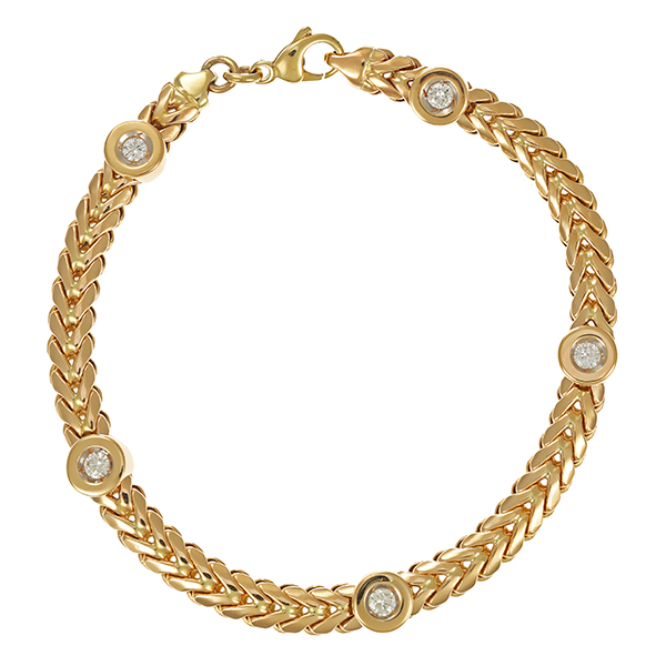 Armband, 14K, Gelbgold, Brillanten