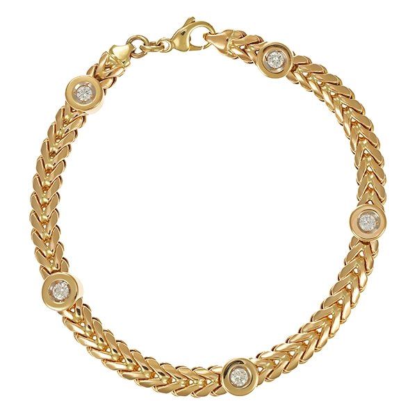 Armband, 14K, Gelbgold, Brillanten