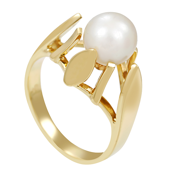Ring, 14K, Gelbgold, Zuchtperle