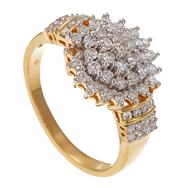 Ring, 18K, Gelb-/Weißgold, Brillanten, 1,10ct