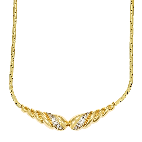 Collier, 14K, Gelbgold, Brillanten