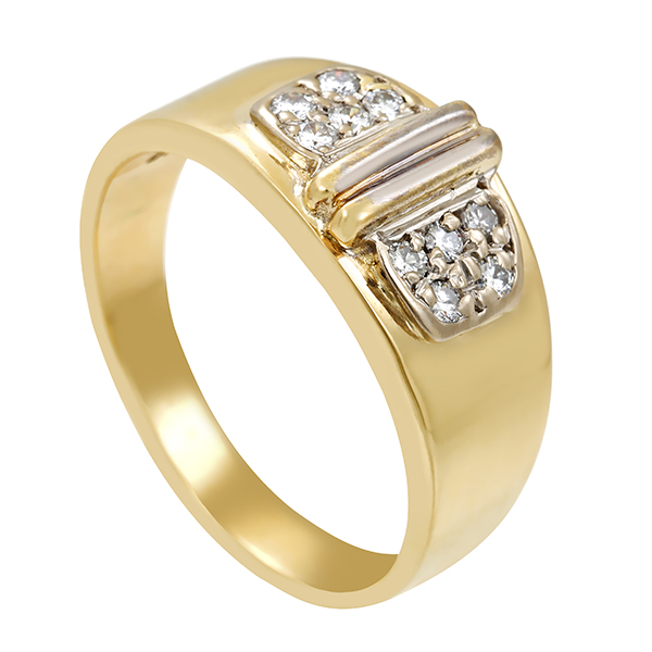 Diamantring, 14K, Gelb-/Weißgold, Brillanten
