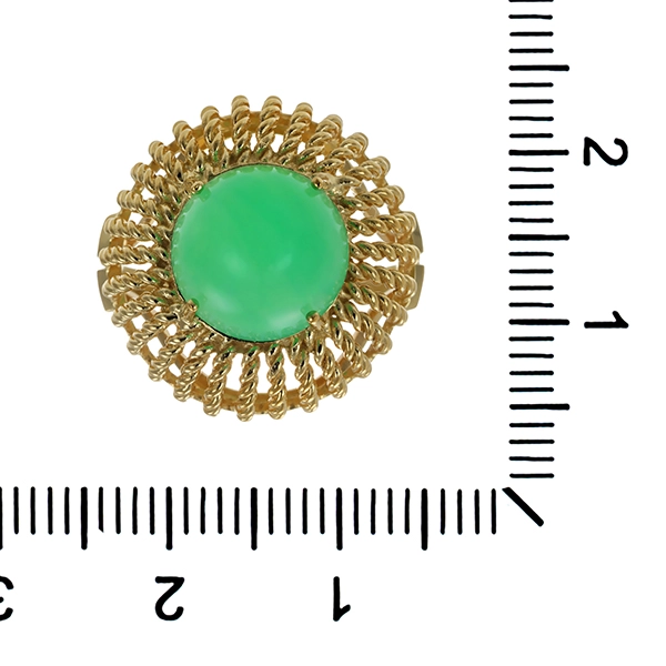 Ring, 14K, Gelbgold, Chrysopras