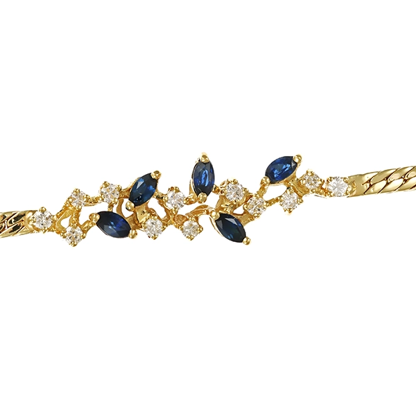 Armband, 14K, Gelbgold, Saphire, Brillanten