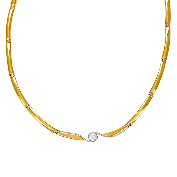 Collier, 18K, Gelb-/Weißgold, Brillant 0,50 ct