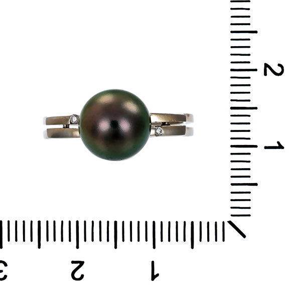 Ring, 18K, Weißgold, Perle, Brillanten