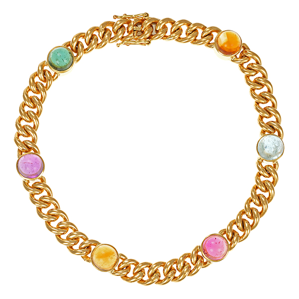 Armband, 18K, Gelbgold. Edelsteine, Panzer-