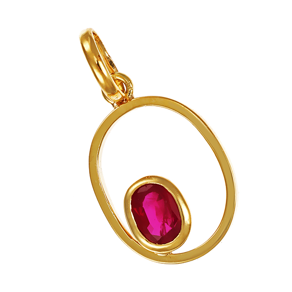 Anhänger, 18K, Gelbgold, Rubin