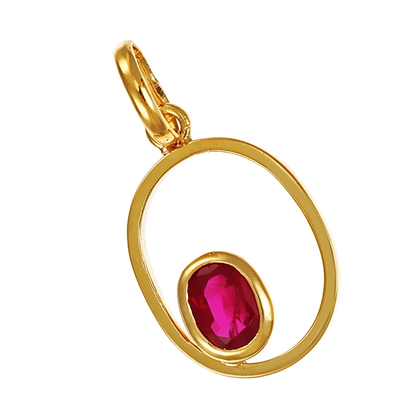 Anhänger, 18K, Gelbgold, Rubin