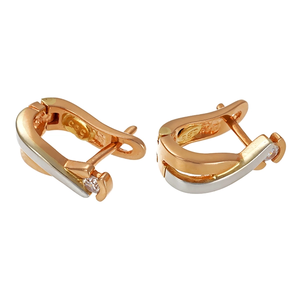 Creolen, 14K, Rot-/Weißgold, Zirkonia