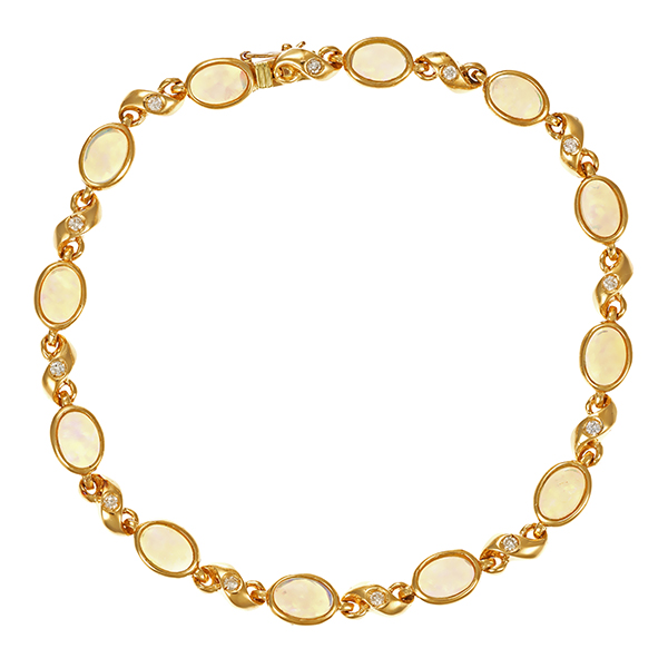 Armband, 18K, Gelbgold, Opale, Brillanten