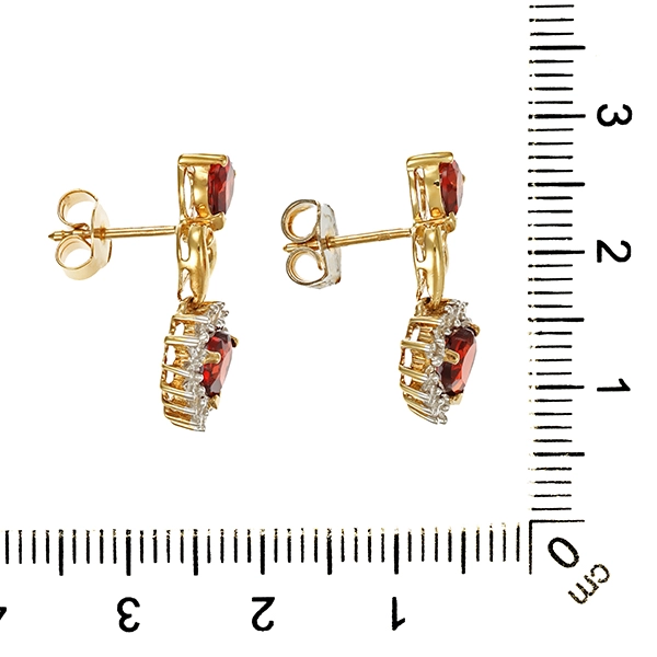 Steckhänger, 8K, Gelbgold, Granat, Zirkonia, Herz