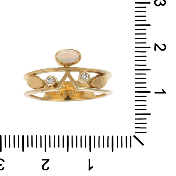 Ring, 14K, Gelbgold, Opal, Brillanten