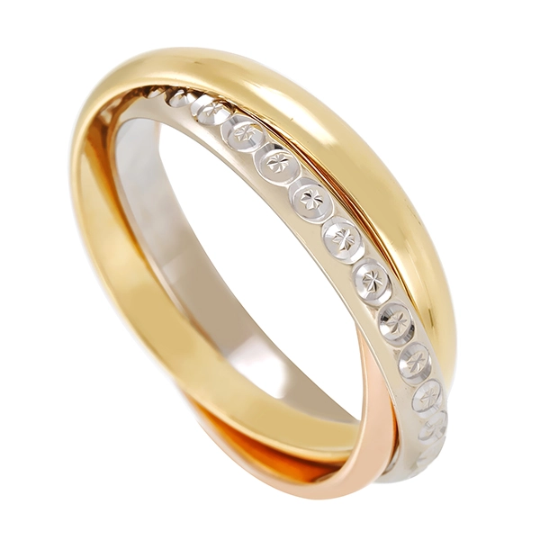 Damenring, 750, 18K, Gelbgold, Weißgold, Gelbgold