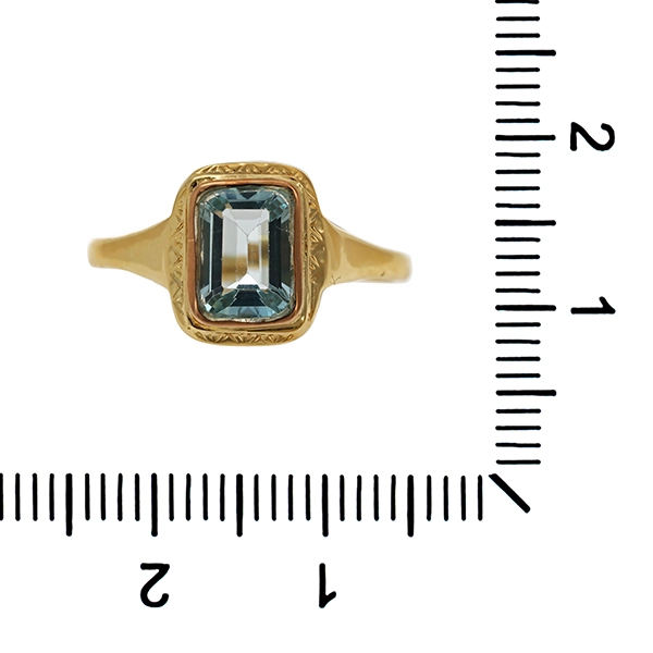 Ring, 14K, Gelbgold, Topas blau