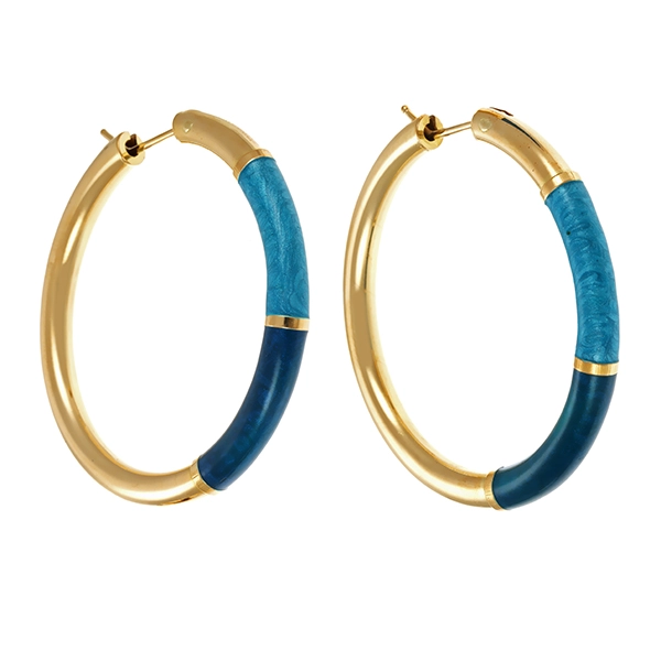 Creolen, 18K, Gelbgold, Emaille