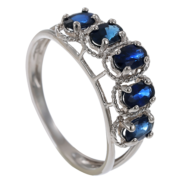 Ring, 14K, Weißgold, Saphire