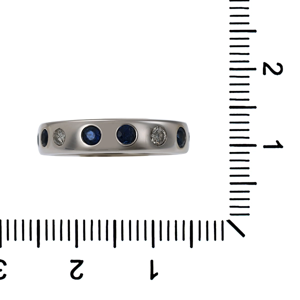 Ring, 14K, Weißgold, Brillanten, Saphire