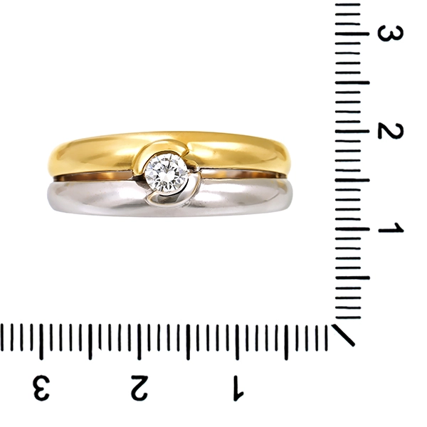 Herrenring, 18K, Gelb-/Weißgold, Brillant 0,25 ct