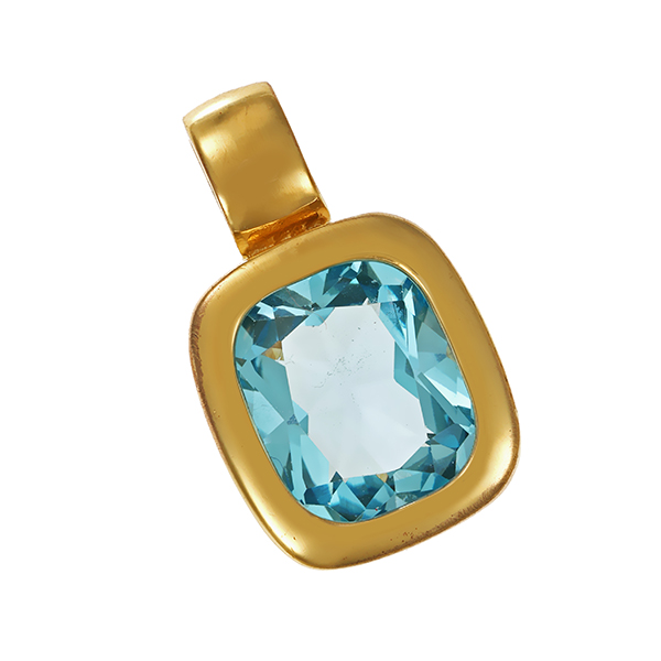 Anhänger, 8K, Gelbgold, Topas blau
