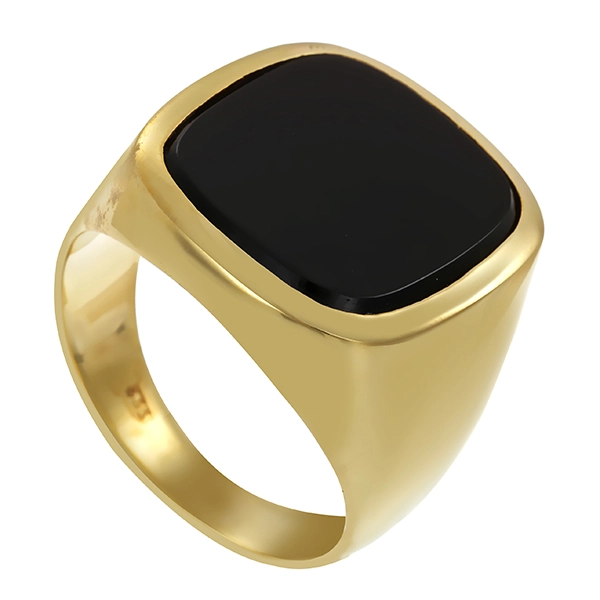 Herrenring, 8K, Gelbgold, Onyx