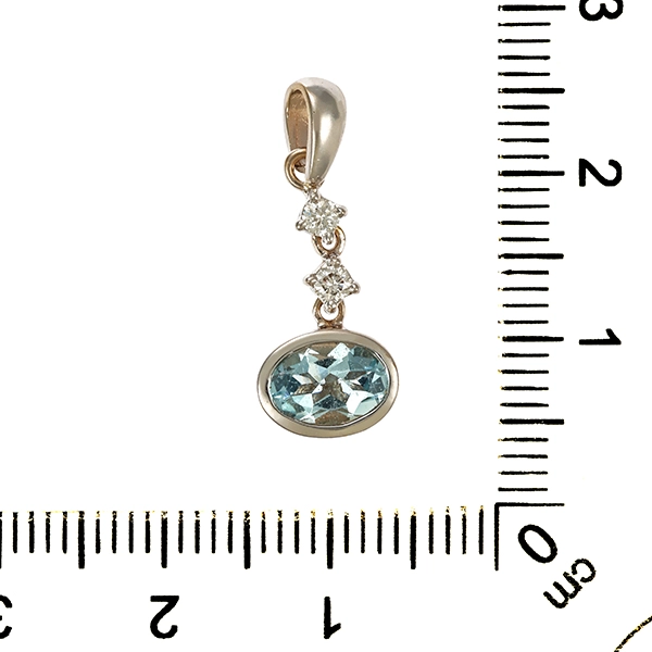 Anhänger, 18K, Weißgold, Aquamarin, Brillanten
