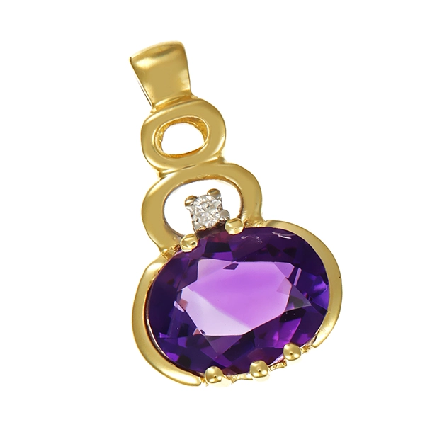 Anhänger, 14K, Gelbgold, Amethyst, Brillant