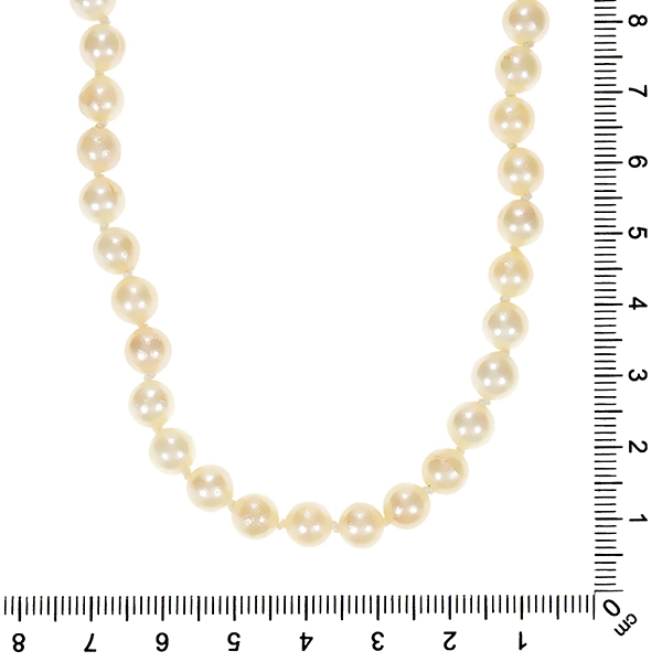 Perlenkette, 18K, Weißgold, Perlen, Saphir