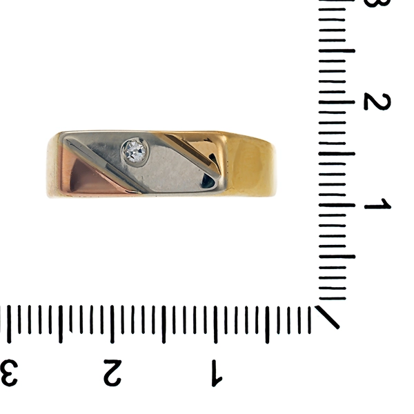 Herrenring, 18K, Rot-/Gelb-/Weißgold, Diamant
