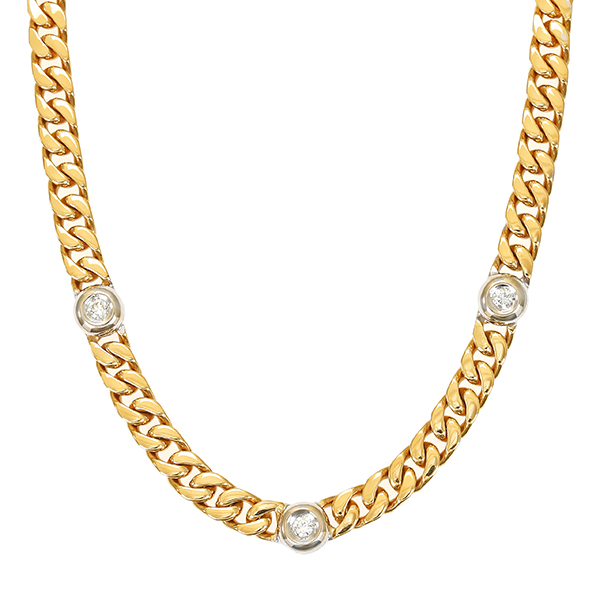 Collier, 14K, Gelb-/Weißgold, Brillanten