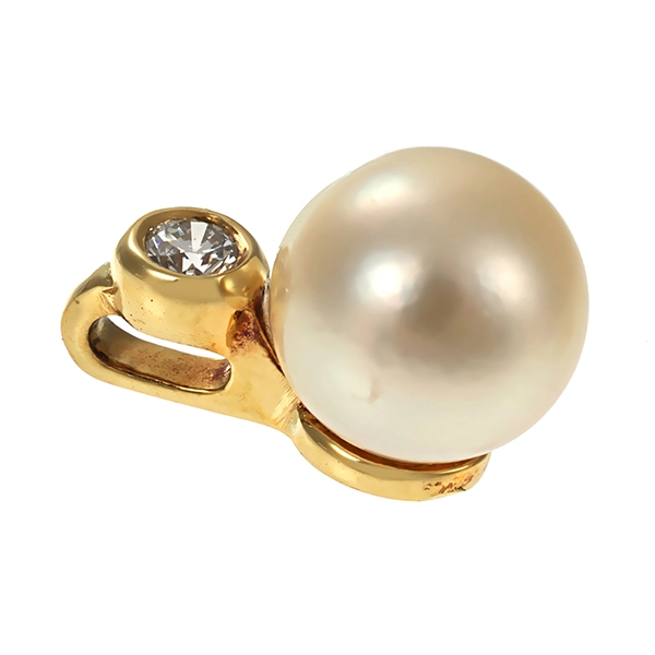 Anhönger, 14K, Gelbgold, Brillant, Perle