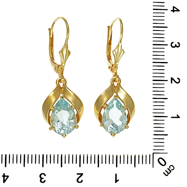 Ohrhänger, 14K, Gelbgold, Aquamarin