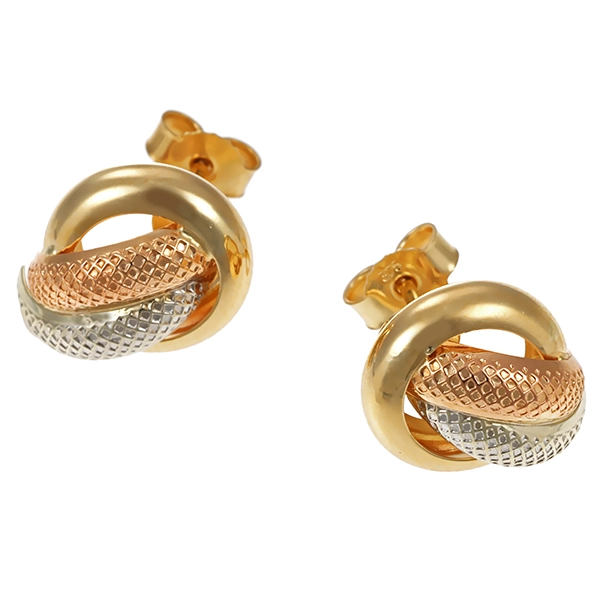 Ohrstecker, 9K, Rot-/Weiß-/Gelbgold