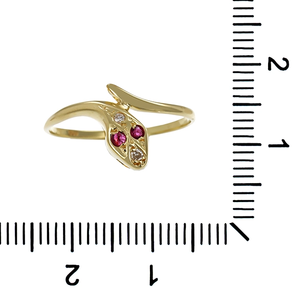 Ring, 14K, Gelbgold, Diamanten, Rubine