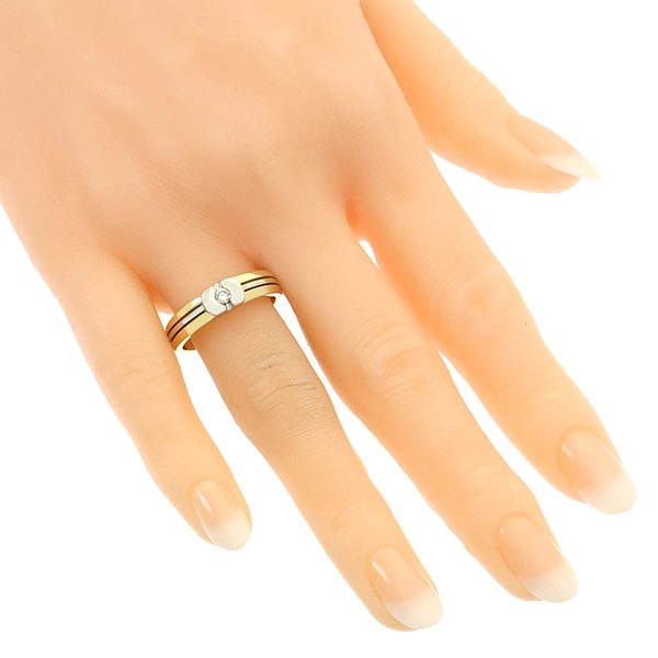 Diamantring, 18K, Gelb-/Weißgold, Brillant