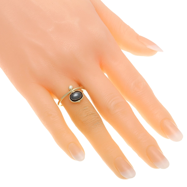 Ring, 14K, Gelbgold, Haematit, Brillant