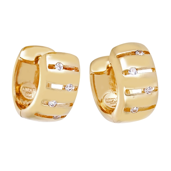 Creolen, 14K, Gelbgold, Zirkonia