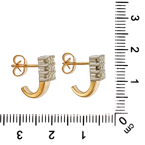 Steckcreolen, 14K, Gelb-/Weißgold, Brillanten