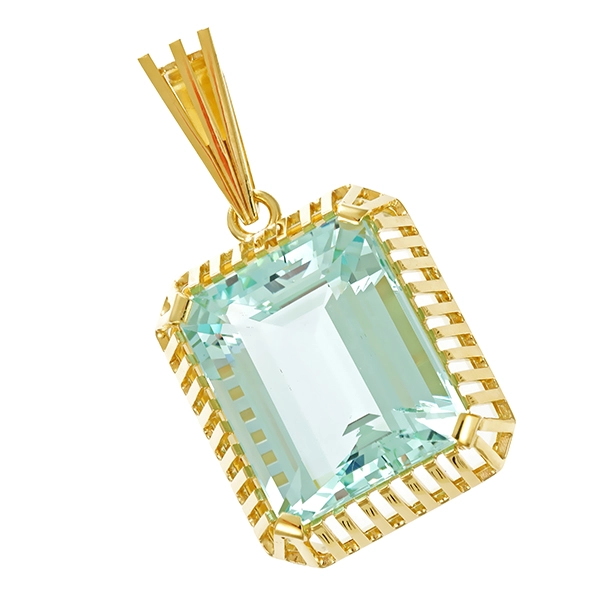 Anhänger, 14K, Gelbgold, Aquamarin